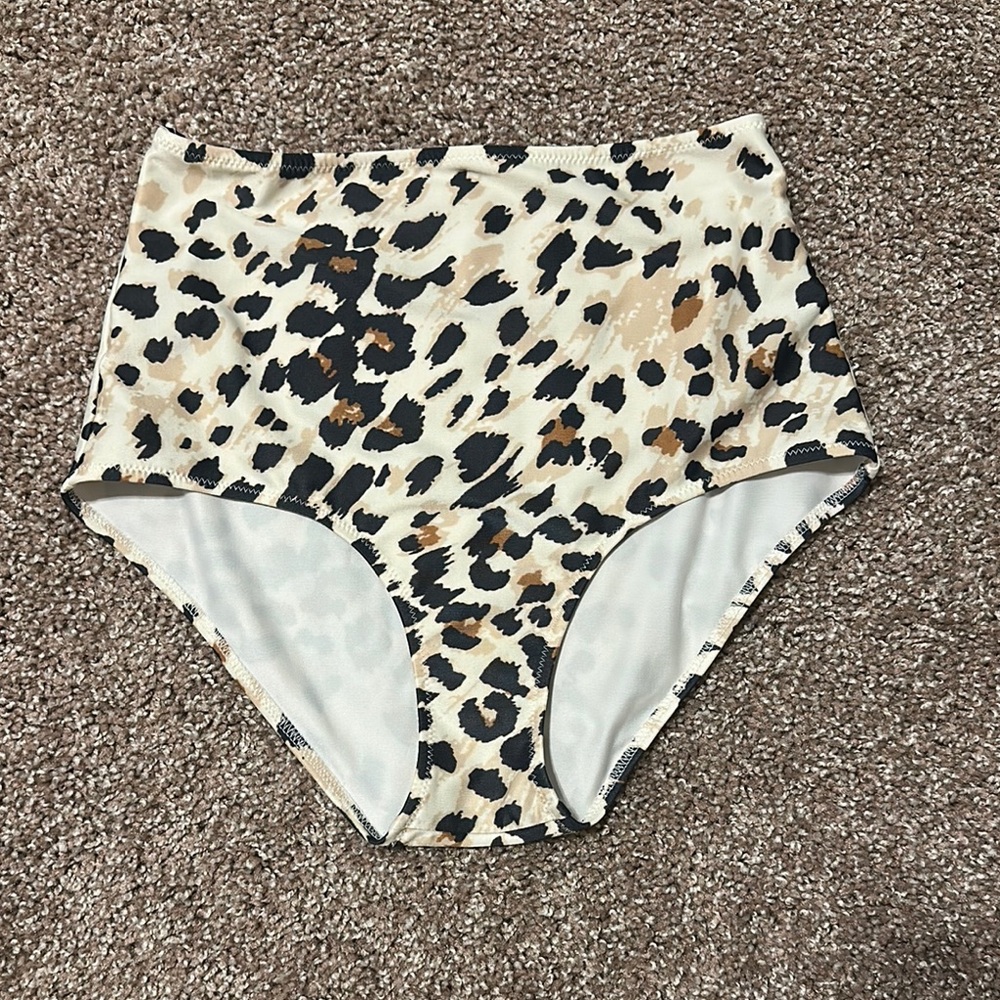 Leopard Print High-Waisted Bikini Bottoms